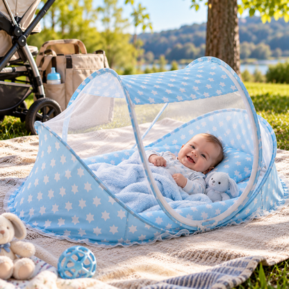 BabyNest – Prenosivi krevetac za bebe sa zaštitnom mrežicom - Na Klik