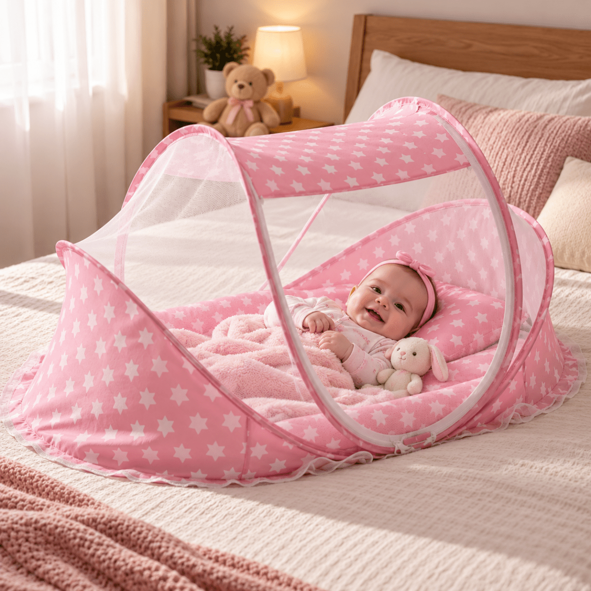 BabyNest – Prenosivi krevetac za bebe sa zaštitnom mrežicom - Na Klik