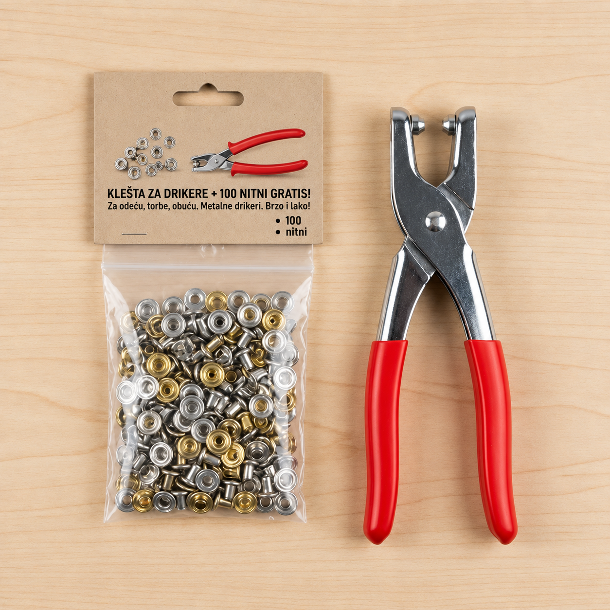 Metalne klešte + 100 nitni GRATIS