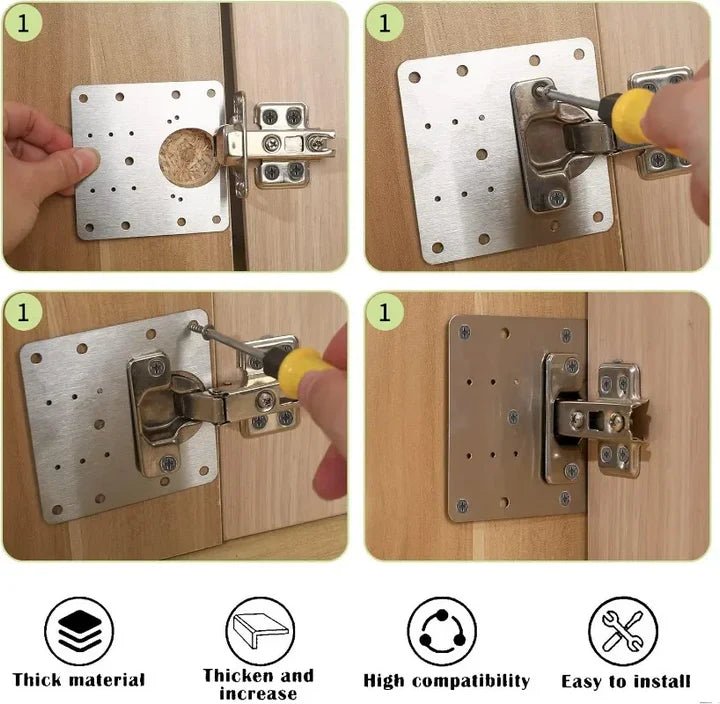 HingePlate 1+1 GRATIS: Bočna ploča za "uradi sam" popravku šarki na nameštaju - Na Klik