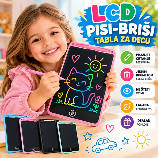 LCD Piši Briši Tabla za Decu 1+1 GRATIS - Na Klik