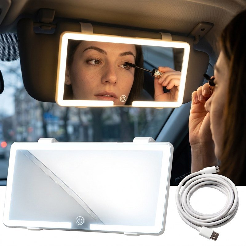 LED Ogledalo za Sminkanje u Autu - Na Klik