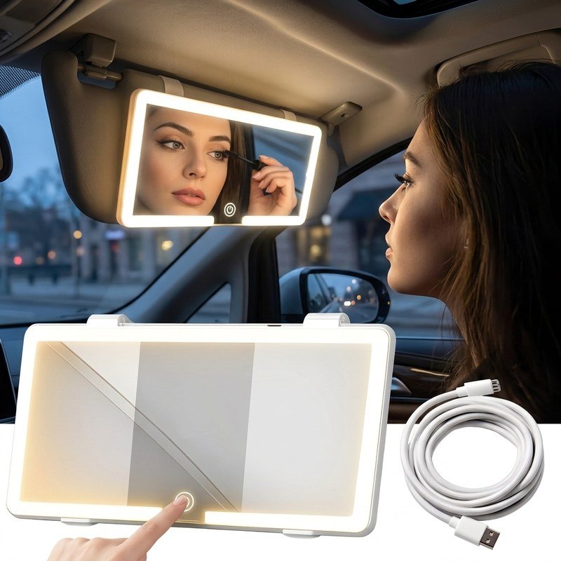 LED Ogledalo za Sminkanje u Autu - Na Klik