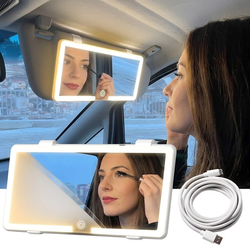 LED Ogledalo za Sminkanje u Autu - Na Klik