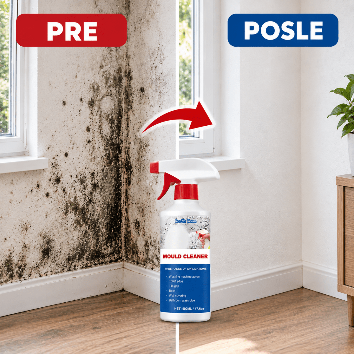 Mould Cleaner- Sredstvo protiv buđi, vlage i fleka 1+1 GRATIS - Na Klik