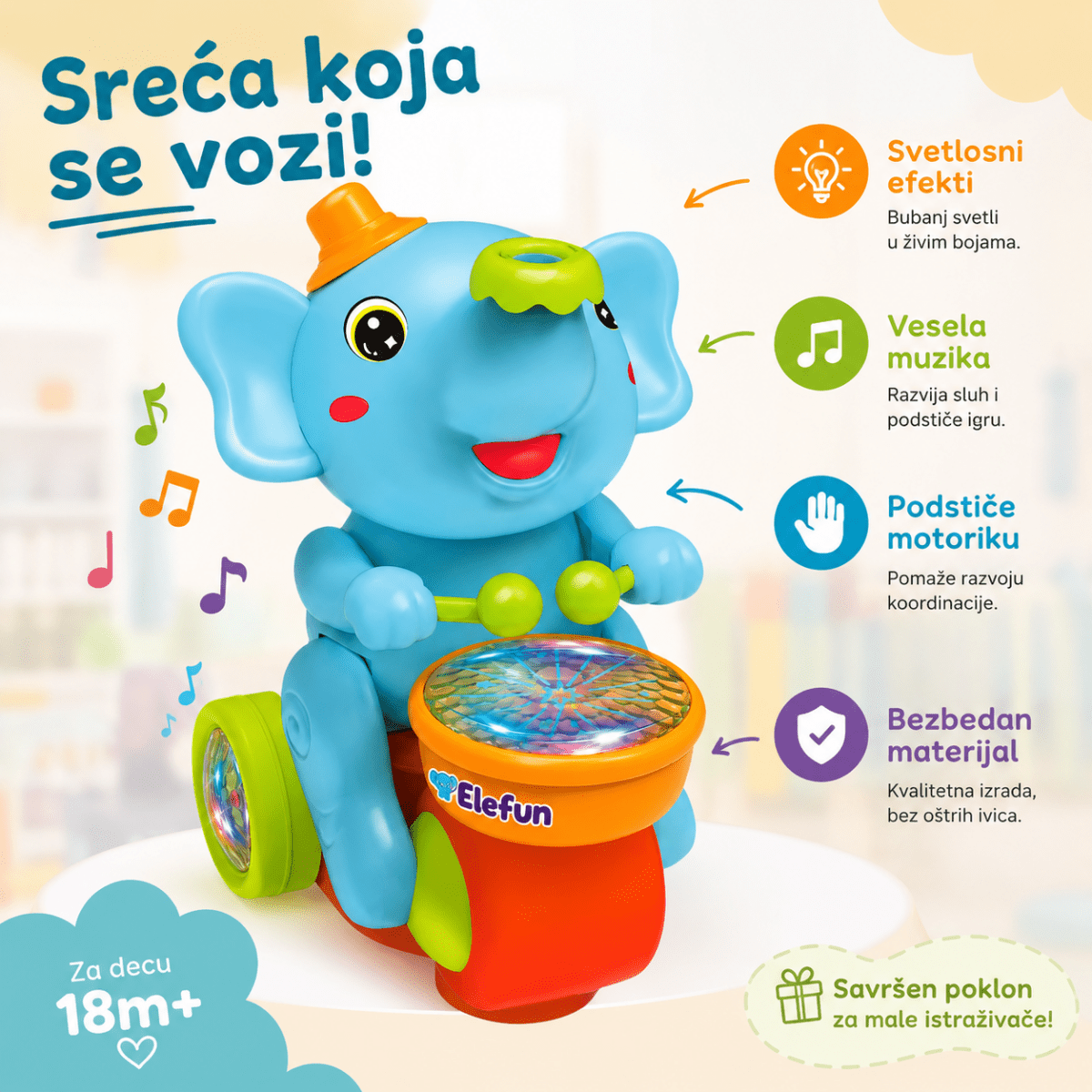 Muzičko slonče sa lebdećom loptom - Na Klik