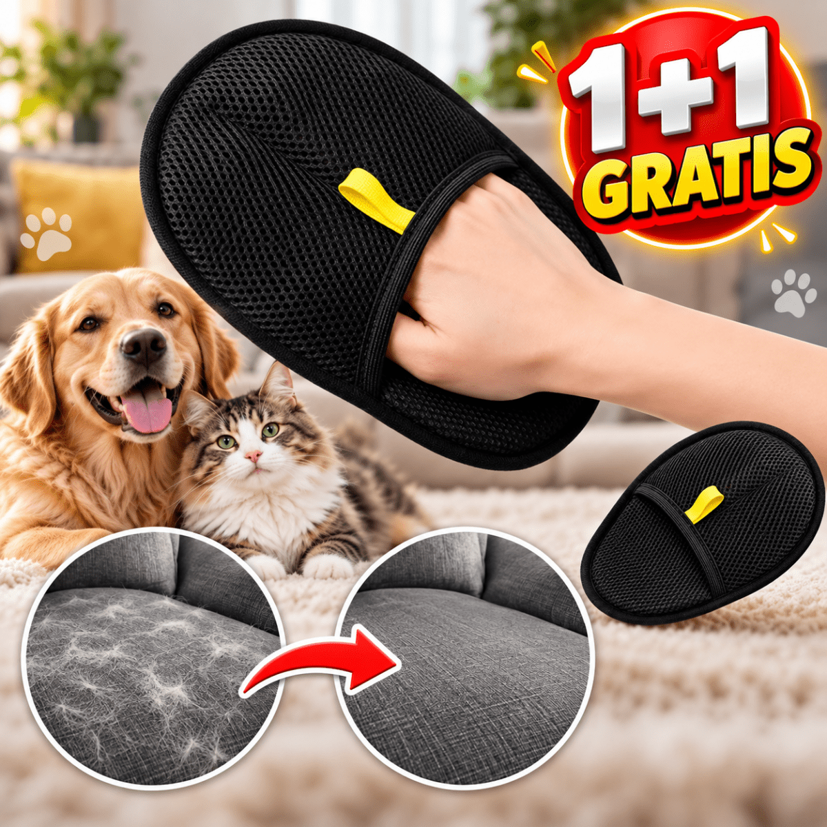 Rukavica za uklanjanje dlaka kućnih ljubimaca 1+1 GRATIS - Na Klik