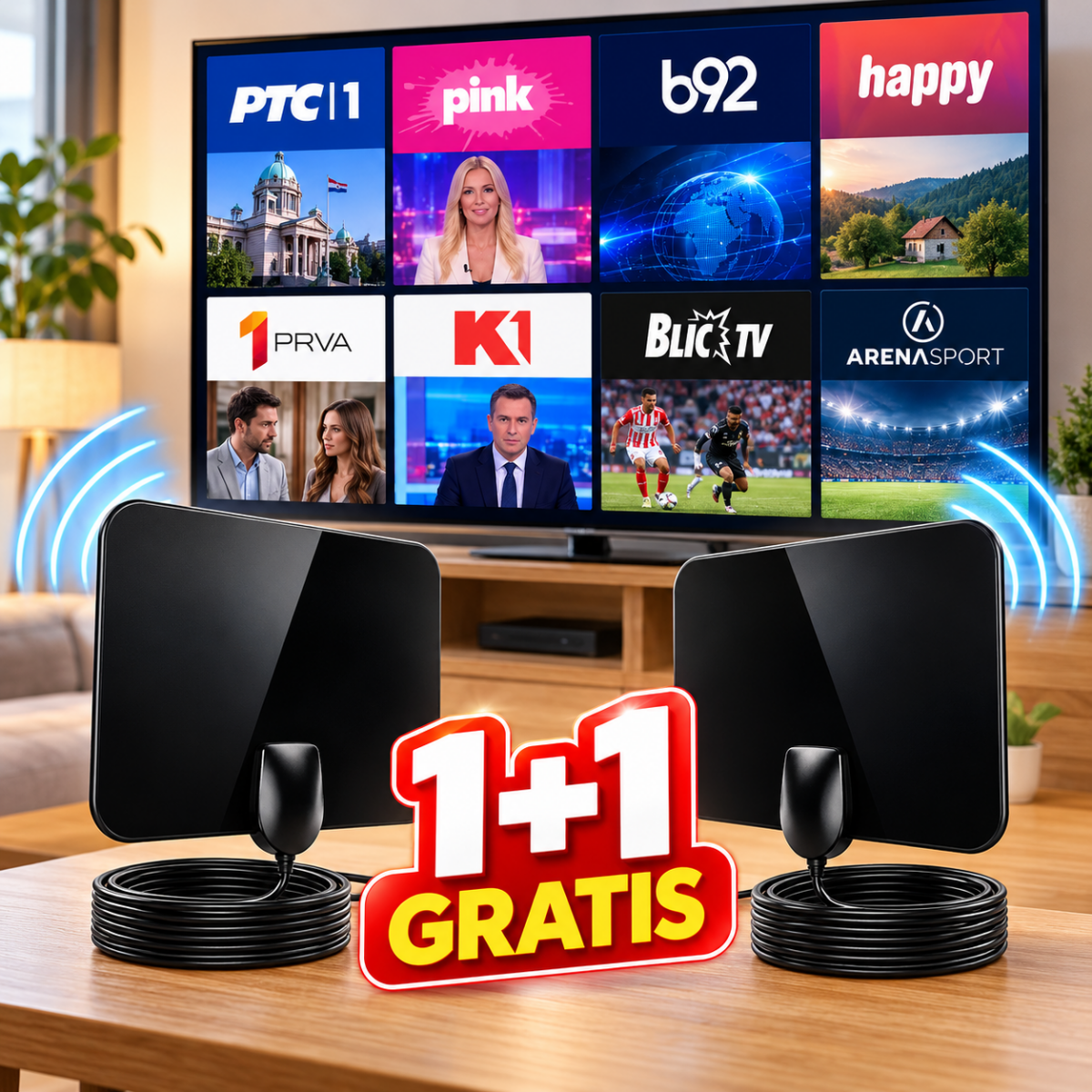 SignalMax Pro- Digitalna TV antena 1+1 GRATIS - Na Klik