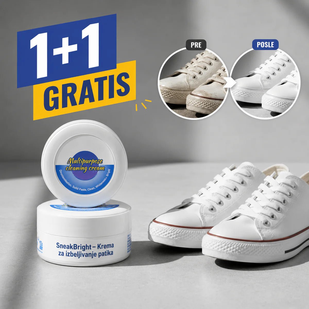 SneakBright- Krema za izbeljivanje patika 1+1 GRATIS - Na Klik