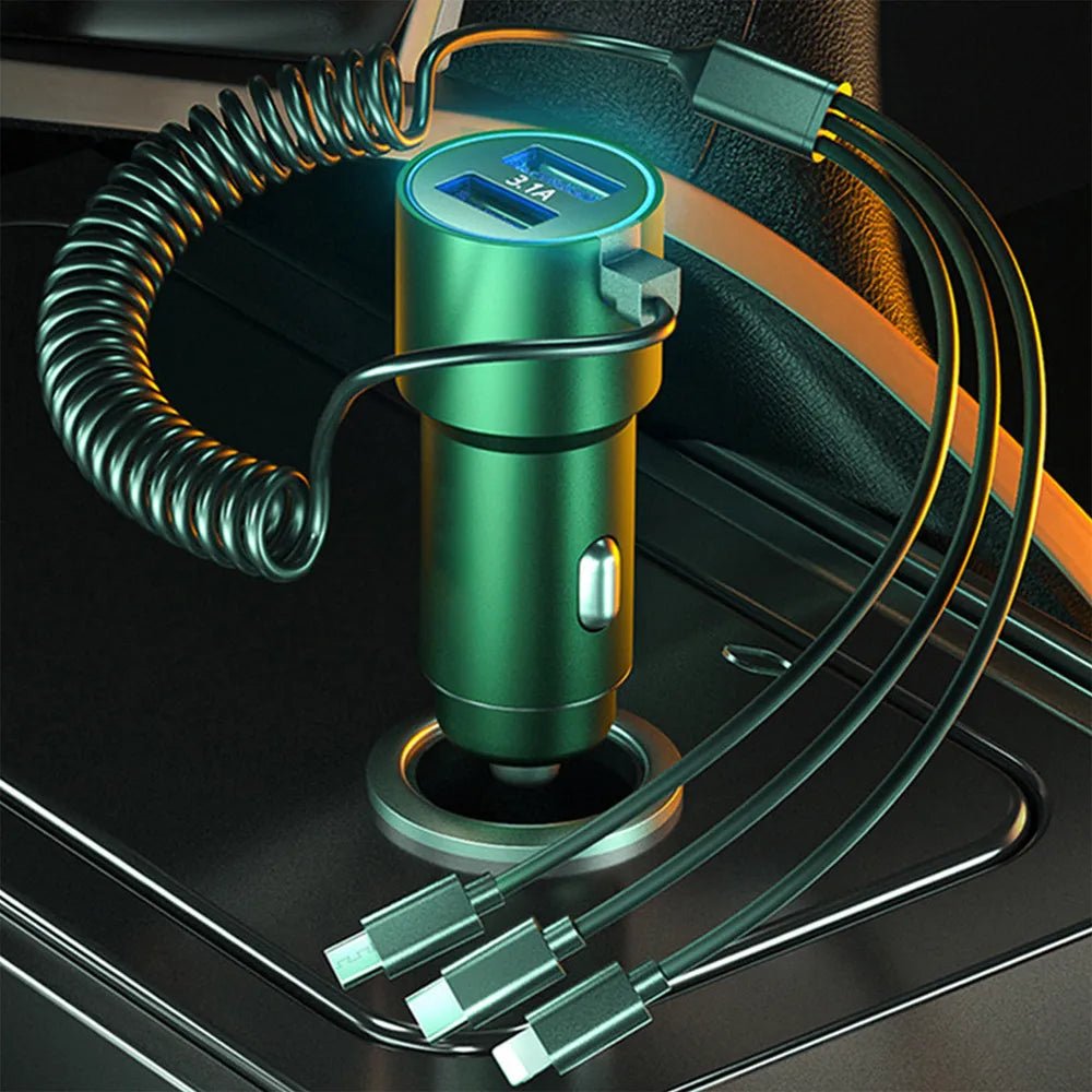 VoltDrive – Auto punjač sa 2 USB izlaza i 3 - u - 1 kablom - Na Klik